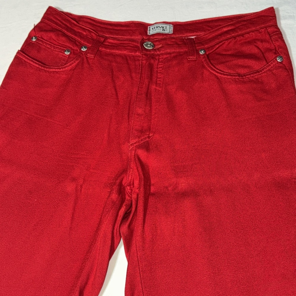 Vintage Versace Classic V2 Jeans Pants Women's 32x18 Red Capri 5 Pocket‎ EUC